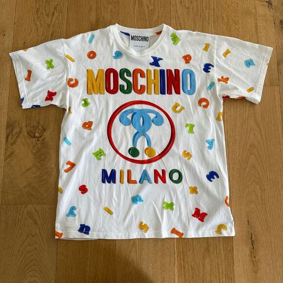 Moschino Couture Milano Fridge Magnet Short Sleeve Tee in White Multi